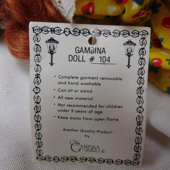 Vintage Gambina Doll #104 Yellow Dress with Tag Collectors - Picture 7 of 7